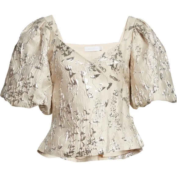 Jonathan Simkhai Taylor Matelassé Puff Sleeve Top 4 NWT - Picture 3 of 16